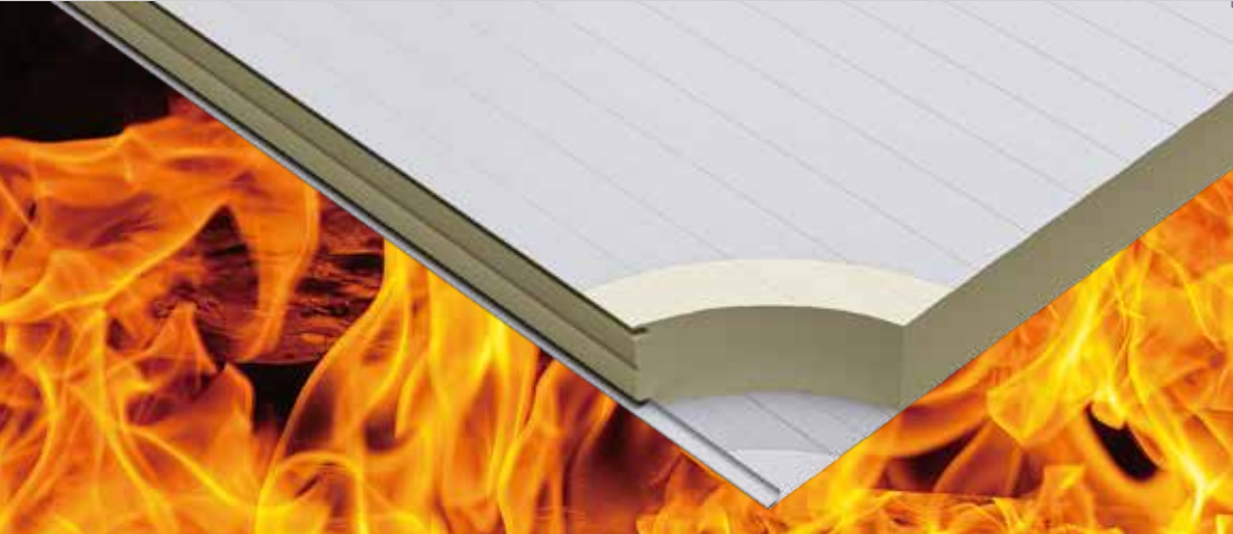 Painel de armazenamento a frio de poliuretano com núcleo de alto retardo de chama FlameSpar-SBI B1